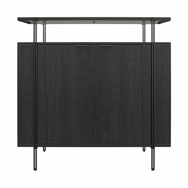 Melna zema kumode ar ozolkoka imitāciju 90x90 cm Wainwright – Queer Eye-image-4