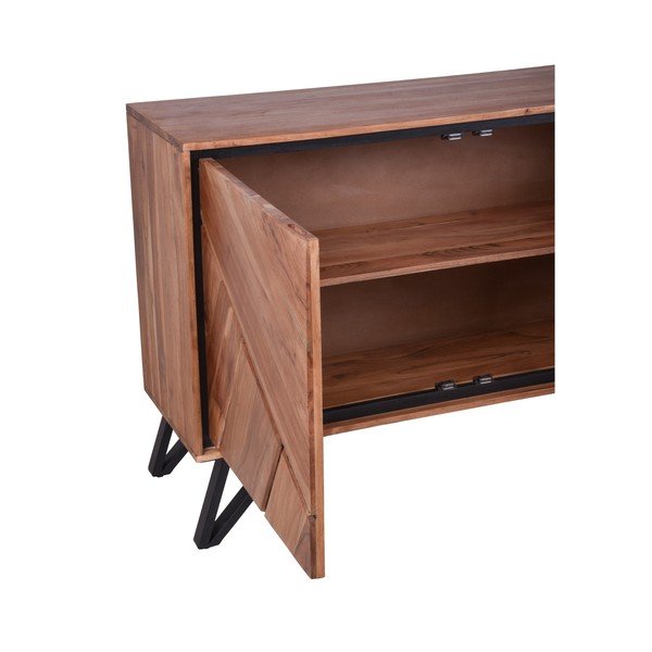 Dabīga toņa akācijas masīvkoka kumode 150x76x40 cm Ambala – Interia Home & Living-image-4