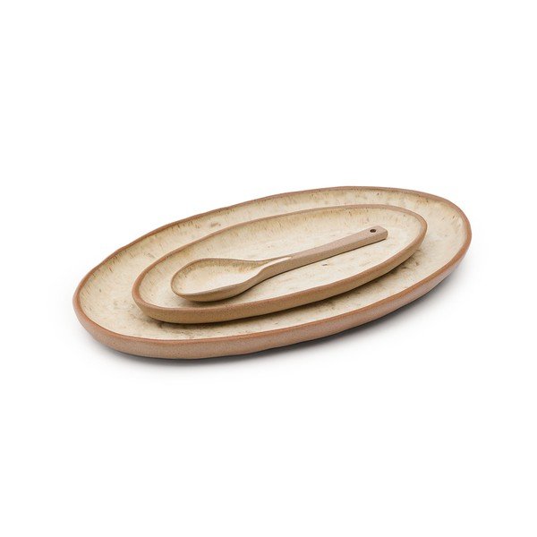 Bēši servēšanas keramikas šķīvji (3 gab.) Zunel – Kave Home