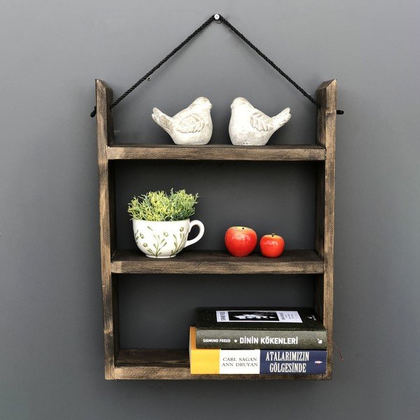 Koka sienas plaukts House, 35 x 48 x 10 cm-image-1