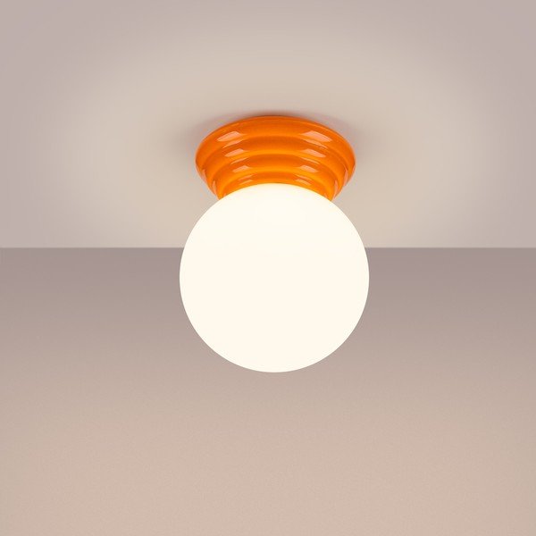 Oranža keramikas griestu lampa ar stikla abažūru ø 12 cm Farsa – Sollux-image-2