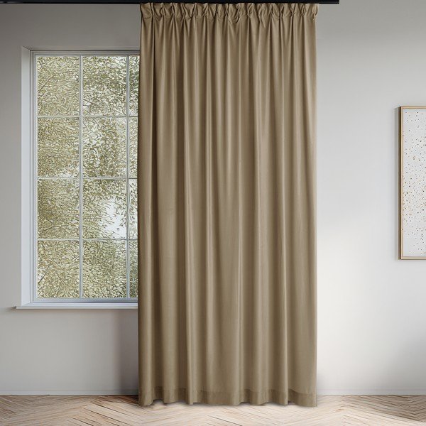 Bēšs samta daļēji gaismu necaurlaidīgs aizkars 200x175 cm Velto – Filumi-image-1