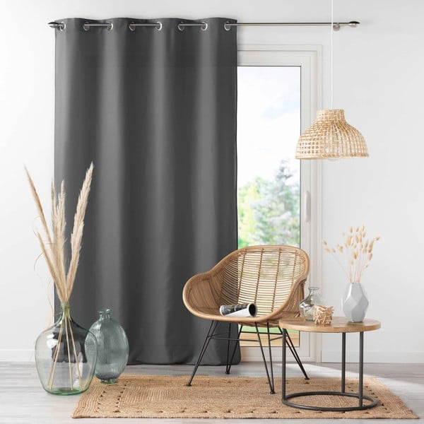 Antracīta pelēks mikrošķiedras aizkars 140x280 cm Absolu – douceur d'intérieur-image-3