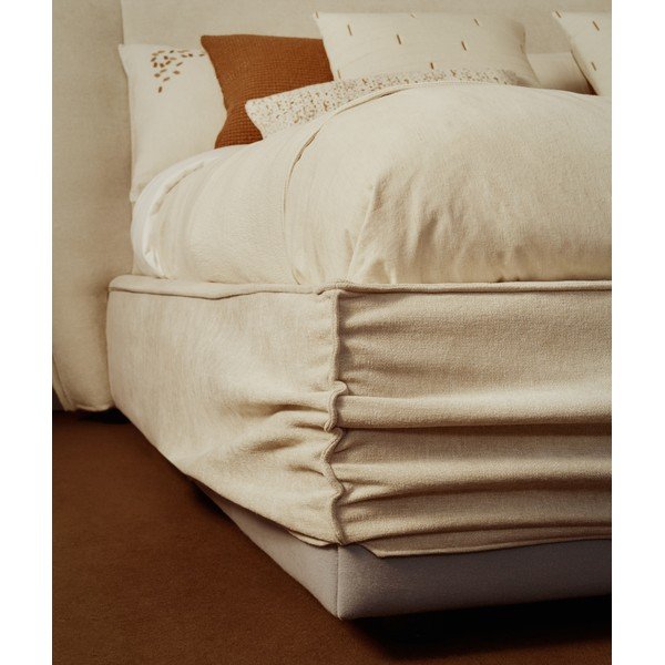 Bēša polsterēta divvietīga gulta no šenila ar veļas kasti ar redelēm 160x200 cm Arvian – Kave Home-image-3
