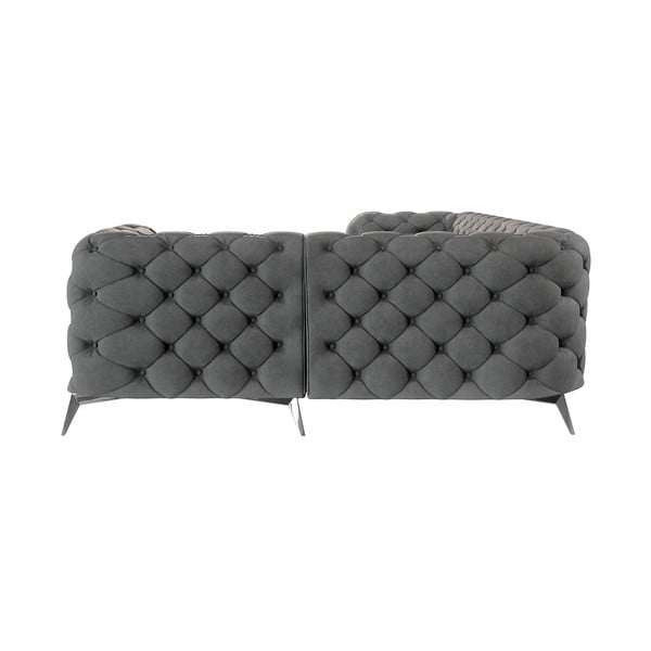 Pelēks samta stūra dīvāns (ar labo stūri/L veida) Chelsea – Ropez-image-2