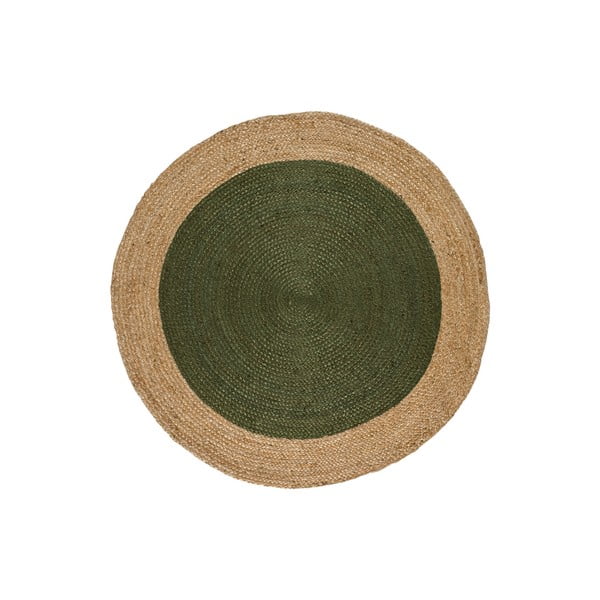 Zaļš/dabīga toņa apaļš paklājs ø 90 cm Mahon – Universal