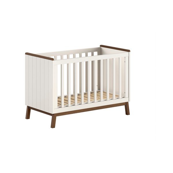 Bēša priedes masīvkoka bērnu gultiņa ar regulējamu augstumu 60x120 cm Sezane – Vipack