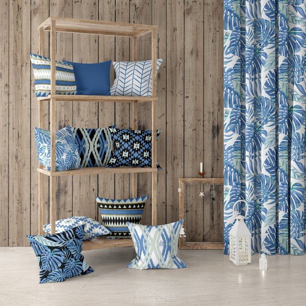 Zila un balta spilvendrāna Mike & Co. NEW YORK Santorini, 43 x 43 cm-image-1