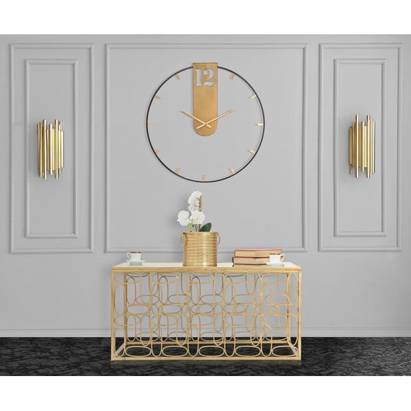 Melns sienas pulkstenis ar zelta krāsas detaļām Mauro Ferretti Goldy, ø 60 cm-image-1