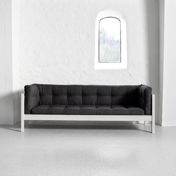Dīvāns trīs personām Karup Fusion White/Linoso Dark Grey-image-1