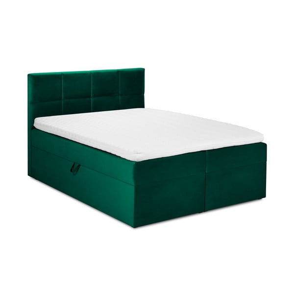 Zaļa samta divguļamā gulta Mazzini Beds Mimicry, 200 x 200 cm