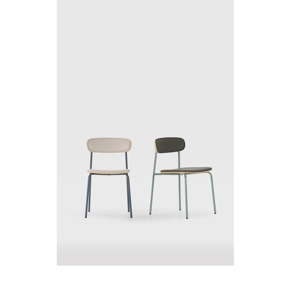 Bēši polsterēti pusdienu krēsli saliekami vieni uz otra (2 gab.) Saula – Marckeric-image-1