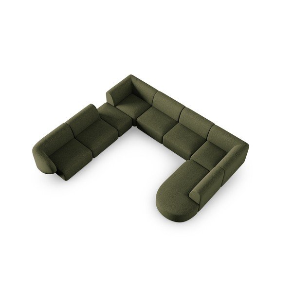 Zaļš stūra dīvāns no šenila auduma (ar kreiso stūri/U veida) Paolo – Milo Casa-image-1