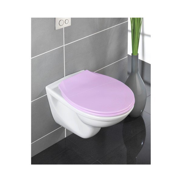 Rozā tualetes poda sēdeklis ar vieglu aizvēršanu Wenko Kos, 44 x 37,5 cm-image-1