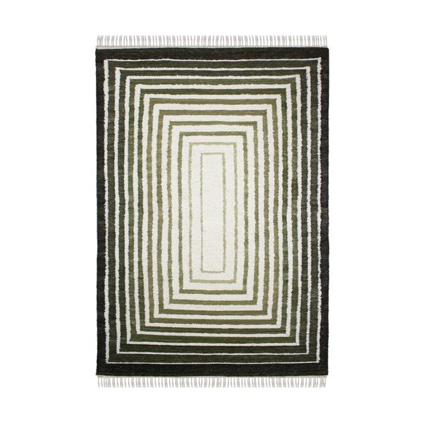Zaļš ar rokām darināts paklājs no vilnas maisījuma 140x200 cm Boucle Frame – Flair Rugs