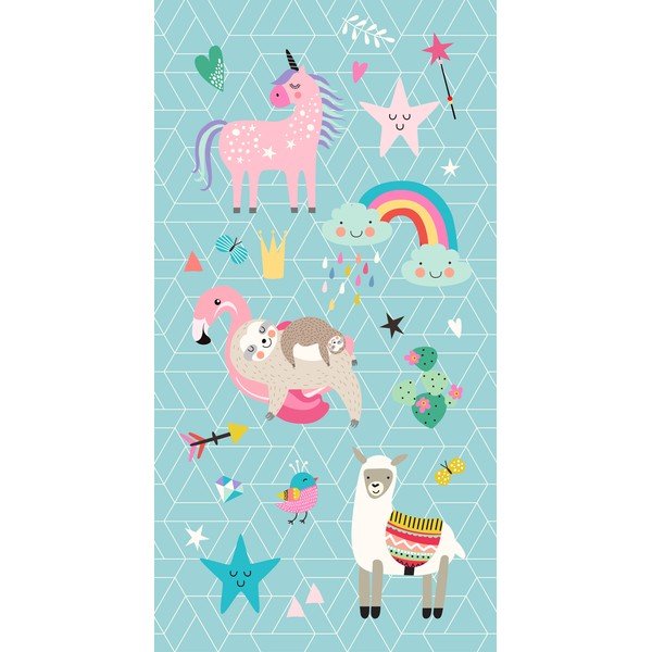 Zils bērnu samta pludmales dvielis 75x150 cm Moody – Good Morning