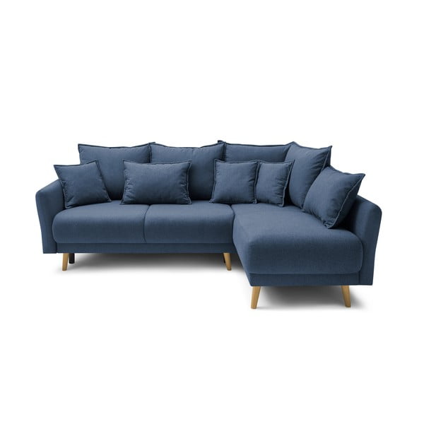 Tumši zils Bobochic Paris Mia dīvāns, labais stūris