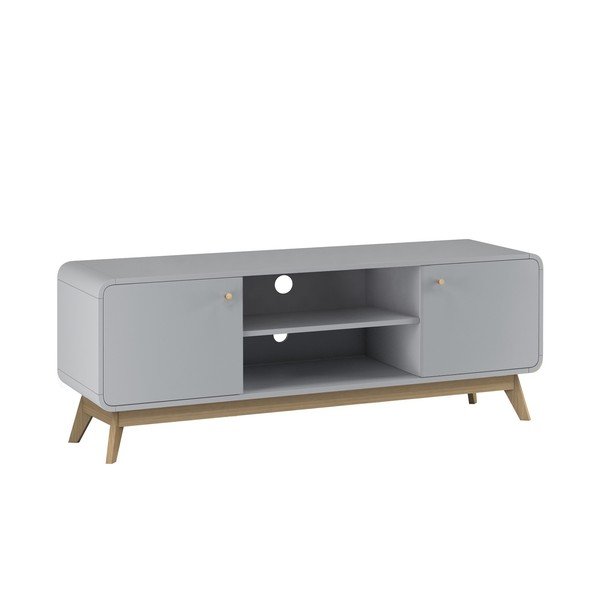 Pelēks TV galdiņš 140x53 cm Caitlin – Støraa-image-2