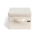 Bēša tekstila uzglabāšanas kaste ar vāku 27x36x19 cm Soft Storage Small – Bigso