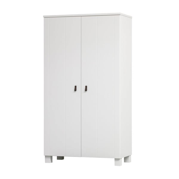 Balts priedes masīvkoka drēbju skapis 111x202 cm Ties – WOOOD-image-1