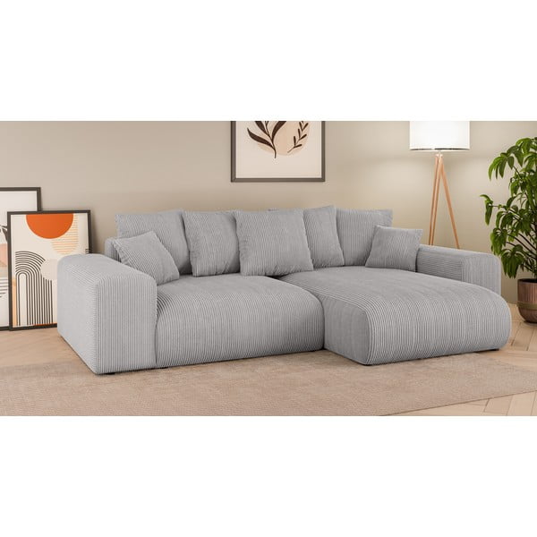 Gaiši pelēks salokāms stūra dīvāns ar uzglabāšanas vietu (ar maināmu stūri) Luma – Ropez-image-1