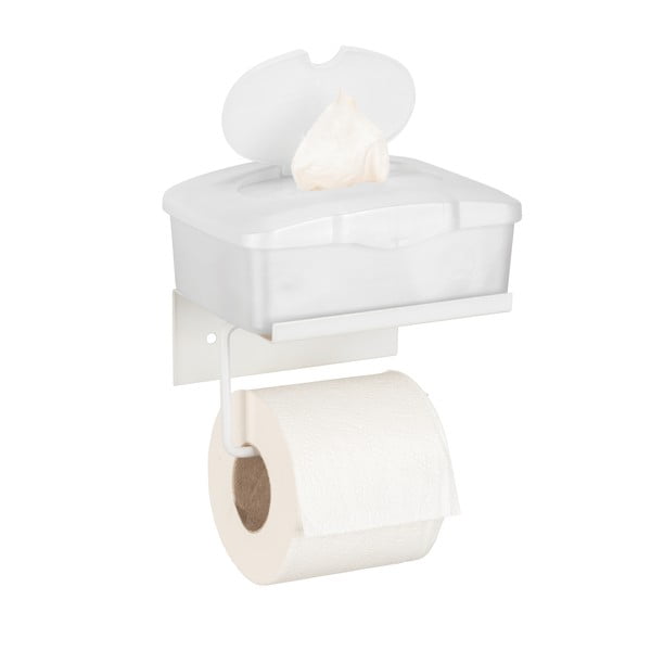 Balts metāla pašlīmējošs tualetes papīra turētājs ar plauktu Desulo – Wenko-image-3