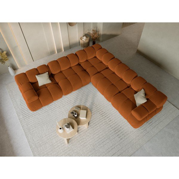 Terakotas oranžs samta modulārais stūra dīvāns – Micadoni -image-1