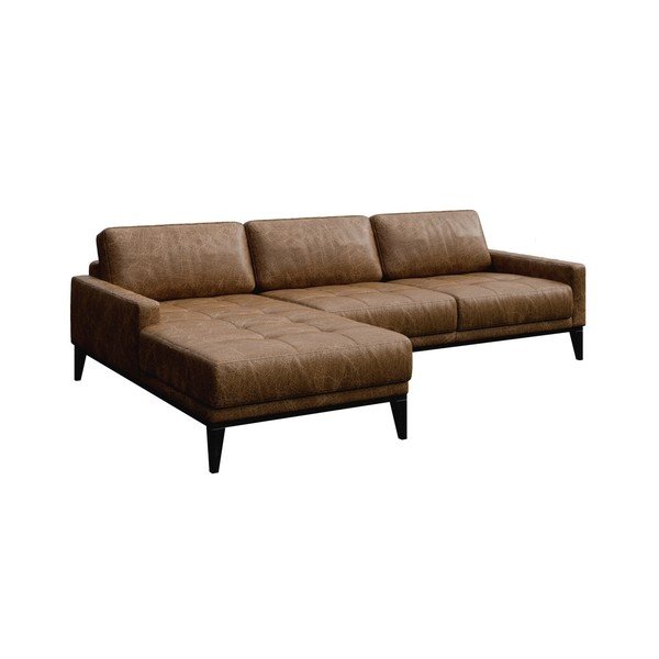 Konjaka brūnas ādas stūra dīvāns MESONICA Musso Tufted, kreisais stūris-image-2