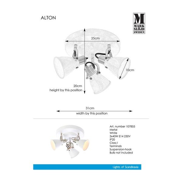 Balts griestu gaismeklis Markslöjd Alton Ceiling 3L-image-1