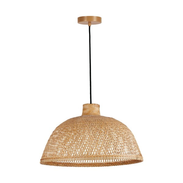 Melna/dabīga toņa piekaramā lampa ar bambusa abažūru ø 52 cm – SULION