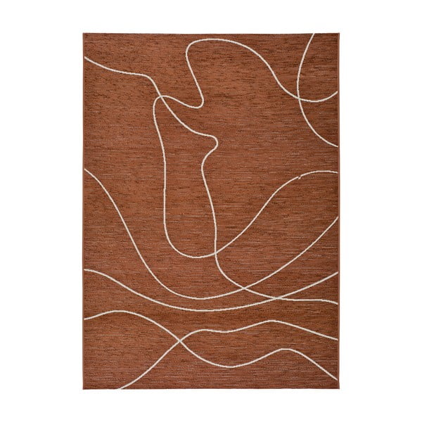 Tumši oranžs āra paklājs ar kokvilnas maisījumu Universal Doodle, 130 x 190 cm