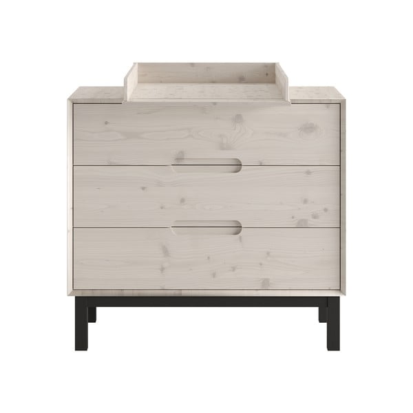 Balta priedes masīvkoka zema bērnu kumode 100x91 cm Country – Pinio-image-4