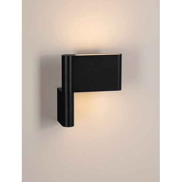 Matēti melna alumīnija LED sienas lampa ar saliekamu konstrukciju Flusso – Nova Luce-image-2