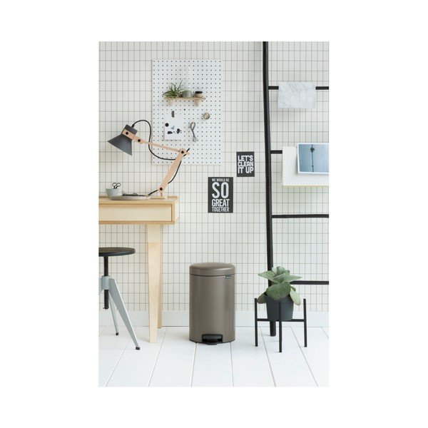 Brabantia Newicon brūni pelēka atkritumu urna ar pedāļiem, 12 l-image-1