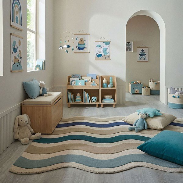 Zils ar rokām darināts vilnas paklājs 140x200 cm Cascade Wool – Flair Rugs-image-1