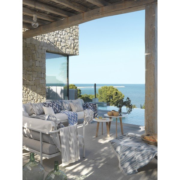 Tumši zils pleds no kokvilnas maisījuma 140x180 cm Mallorca – Euromant-image-1