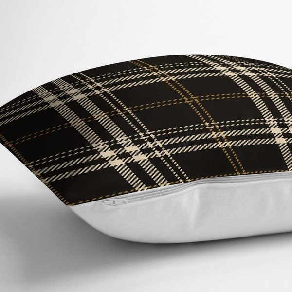 Melna un bēša dekoratīva spilvendrāna Minimalist Cushion Covers Flannel, 35 x 55 cm-image-1