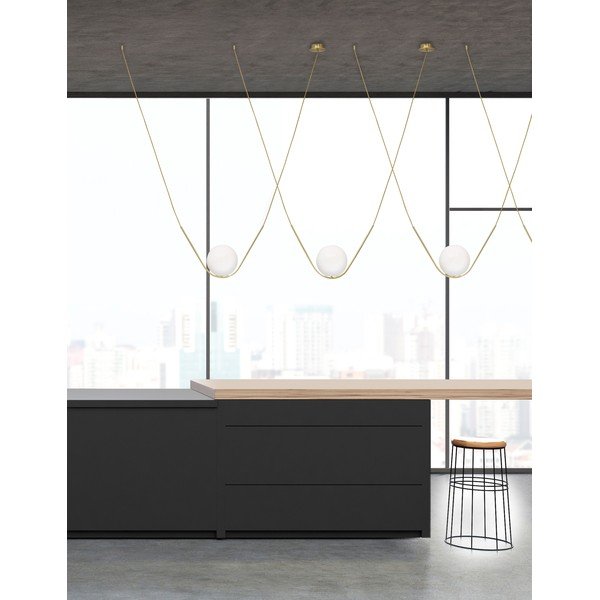 Balta/misiņa krāsas metāla piekaramā lampa ar stikla abažūru Vitton – Nova Luce-image-1