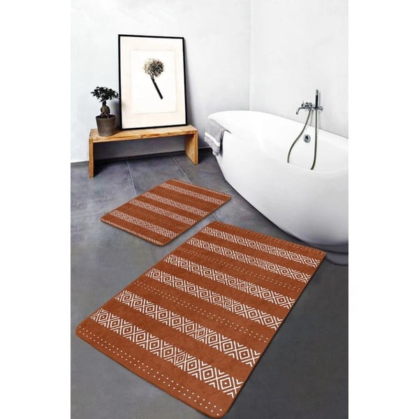 Brūni samta vannas istabas paklājiņi (2 gab.) 60x100 cm – Mila Home-image-3