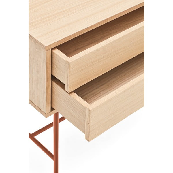 Ķieģeļu sarkans konsoles galds ar ozolkoka finieri Yoko - Teulat-image-3