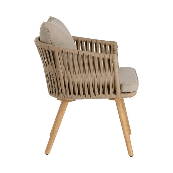 Dārza krēsls no akācijas koka ar bēšu polsterējumu Kave Home Hemilce-image-2