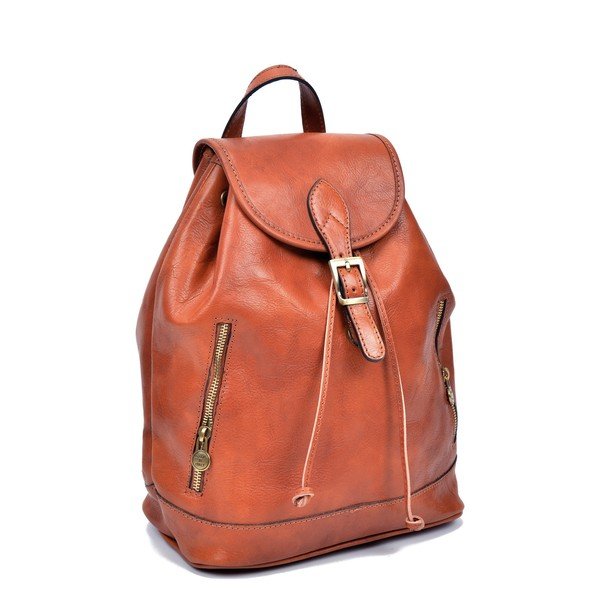 Konjaka brūna ādas mugursoma Sofia Cardoni Cindy-image-2