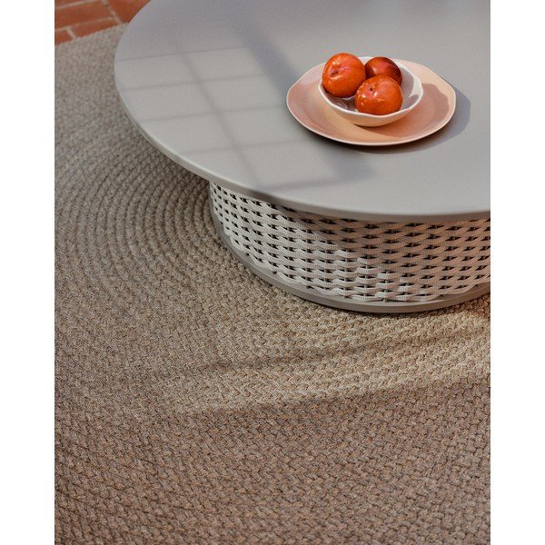Bēšs apaļš iekštelpu un āra paklājs no pārstrādātas šķiedras ø 150 cm Despas – Kave Home-image-2