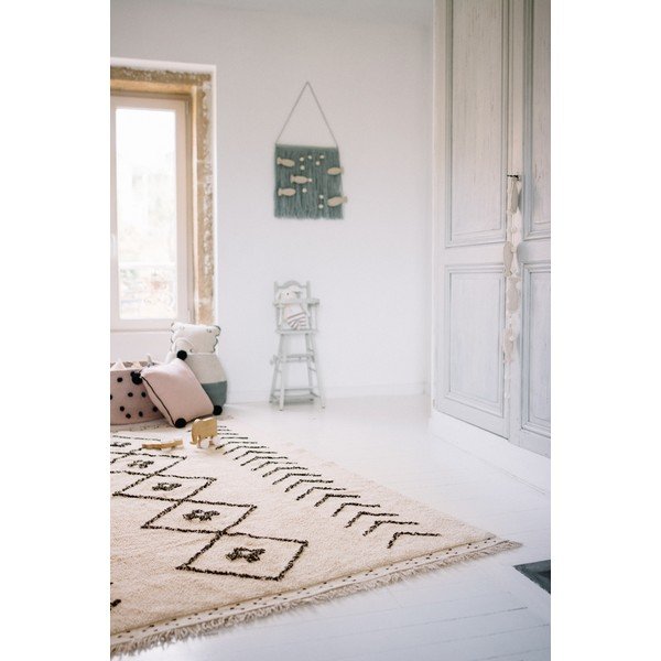 Krēmkrāsas mazgājams/ar rokām darināts kokvilnas paklājs 170x240 cm Bereber Rhombs – Lorena Canals-image-3