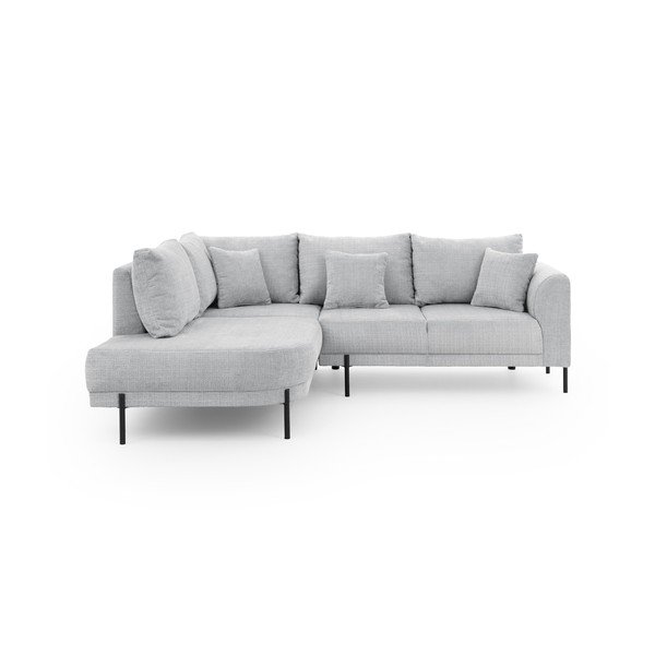 Gaiši pelēks stūra dīvāns no šenila auduma (ar kreiso stūri/L veida) Mauris  – Ropez