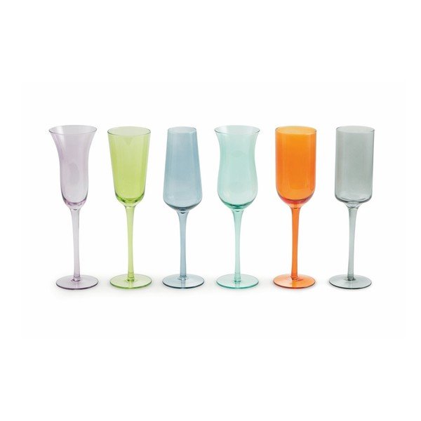 6 krāsainu vīna glāžu komplekts Villa d'Este Cromia Flute, 200 ml
