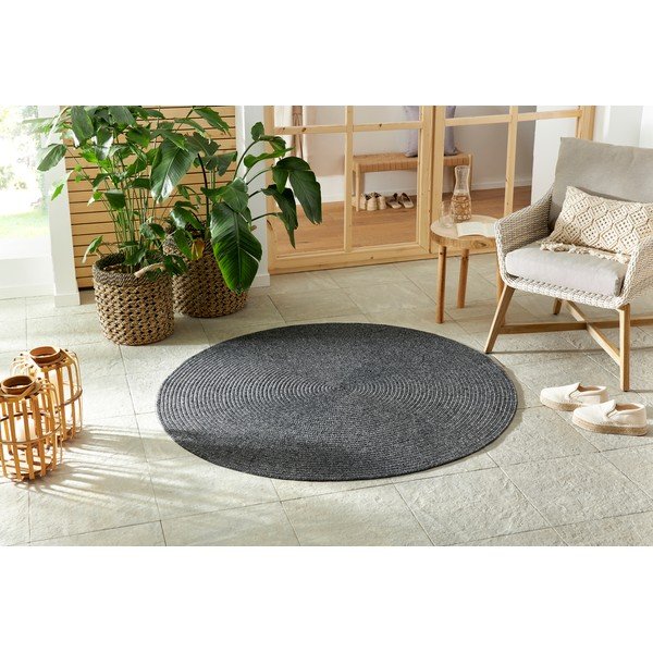 Pelēks apaļš āra paklājs ø 150 cm – NORTHRUGS-image-1