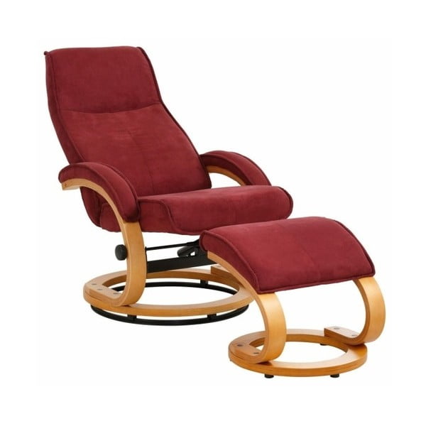 Sarkana mīkstā krēsla un kāju paliktņa komplekts ar auduma pārvalku Støraa Rika