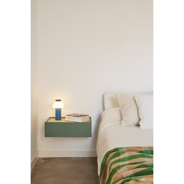 Zaļš piekarināms naktsskapītis ar ozolkoka imitācijas galda virsmu Arista – Teulat-image-1