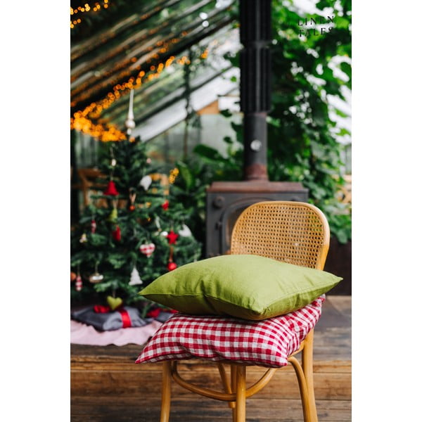 Lina spilvendrāna 50x50 cm Red Gingham – Linen Tales-image-4